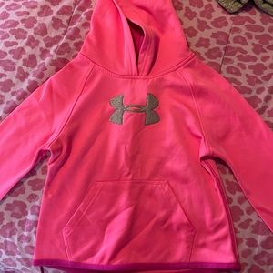 Hot pink under armour hoodie with glitter emblem
